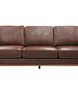 3 Seater Faux Sofa Brown Lounge Set for Living Room Couch with Wooden Frame