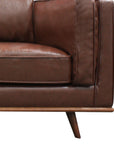 3 Seater Faux Sofa Brown Lounge Set for Living Room Couch with Wooden Frame