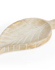 Hand-Carved Mango Wood Leaf-Shape Tray 30x17.5x2.5cm