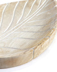 Hand-Carved Mango Wood Leaf-Shape Tray 30x17.5x2.5cm