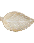 Hand-Carved Mango Wood Leaf-Shape Tray 30x17.5x2.5cm