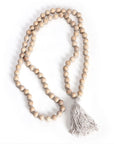 120cm XL Whitewash Mango Wood Bead Garland w/Tassle 120x2.5cm