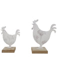 Set/2 Dad & Son French Country Roosters on Base 14x4.5x19/10.5x4x14.5cm