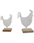 Set/2 Dad & Son French Country Roosters on Base 14x4.5x19/10.5x4x14.5cm