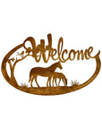 Laser-cut Welcome w/Horses Wall Art 60.5x0.6x37.5cm