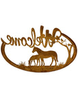 Laser-cut Welcome w/Horses Wall Art 60.5x0.6x37.5cm