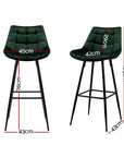 Artiss 2x Bar Stools Velvet Chairs Green