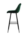 Artiss 2x Bar Stools Velvet Chairs Green