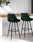 Artiss 2x Bar Stools Velvet Chairs Green