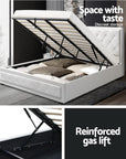 TIYO Bed Frame King Size Gas Lift White