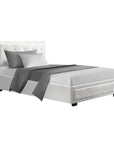 TIYO Bed Frame King Single Size Gas Lift White