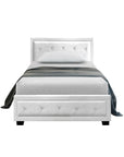 TIYO Bed Frame King Single Size Gas Lift White