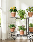 Plant Stand 6 Tier Iron 4 Wheeler