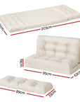 Floor Lounge Sofa Bed 2 Seater Pillow Leather White