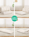 Floor Lounge Sofa Bed 2 Seater Pillow Leather White