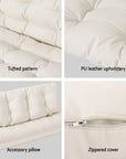 Floor Lounge Sofa Bed 2 Seater Pillow Leather White