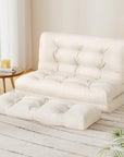 Floor Lounge Sofa Bed 2 Seater Pillow Leather White