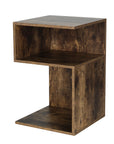 End Table Storage Nightstand Rust Oak