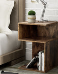 End Table Storage Nightstand Rust Oak