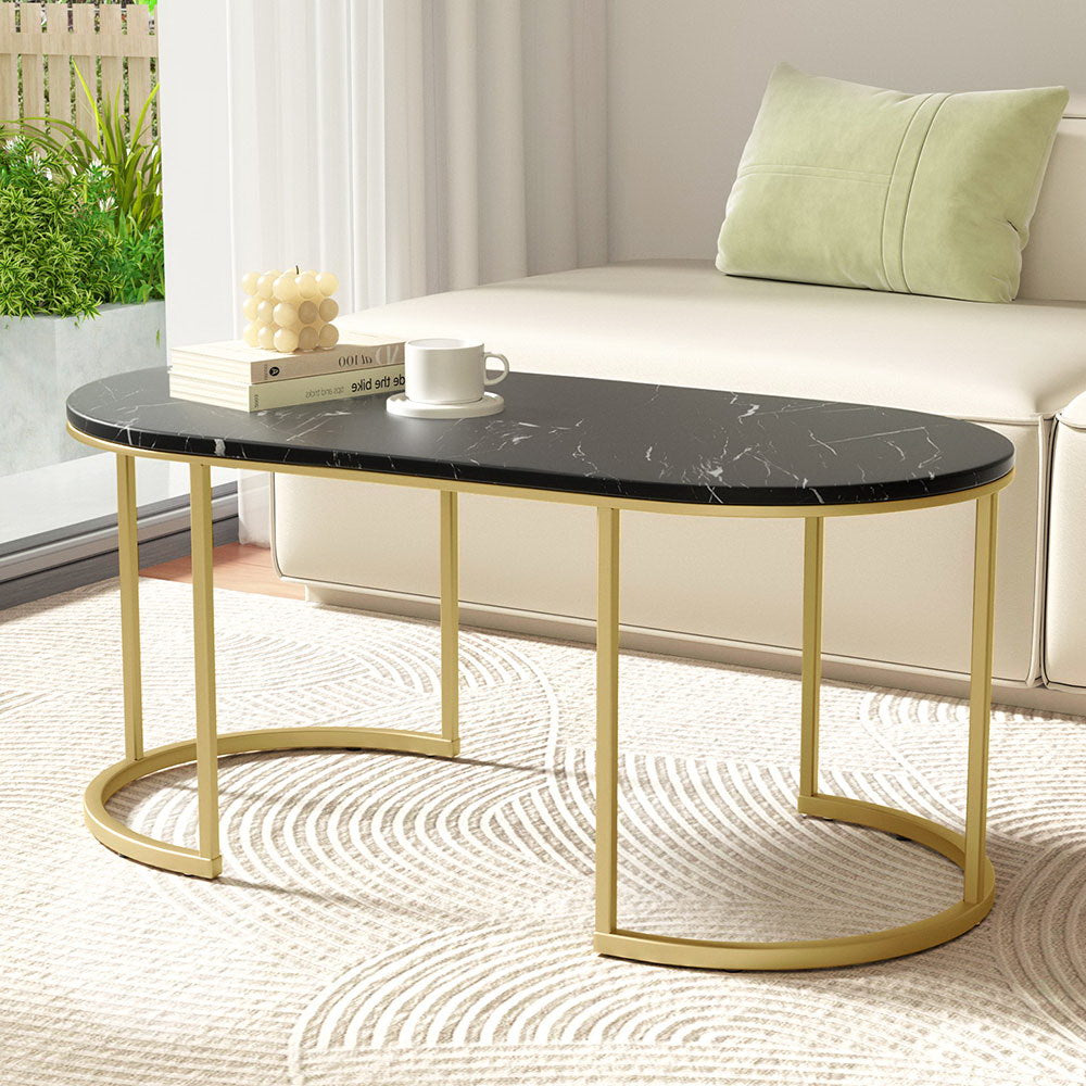 Coffee Table Marble Effect Black