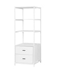 Bookshelf Display Shelf 2 Drawers 152CM White