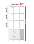 Bookshelf Display Shelf 2 Drawers 152CM White