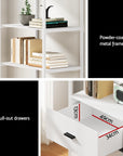 Bookshelf Display Shelf 2 Drawers 152CM White