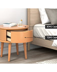 Enzo Bedside Table Drawers Curved Side End Table Storage Nightstand