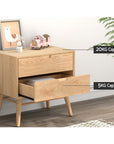 Gino Bedside Table Drawers Side End Table Storage Cabinet Nightstand Oak