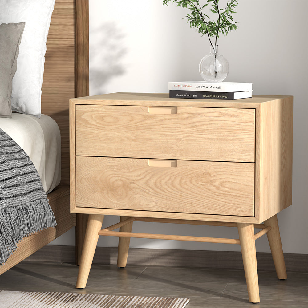 Gino Bedside Table Drawers Side End Table Storage Cabinet Nightstand Oak