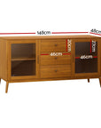 Artiss Buffet Sideboard Glass Doors - Oak