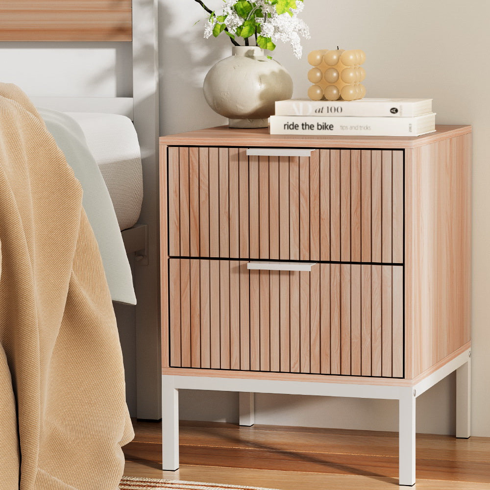 LURA Bedside Table Drawers Side End Table Storage Cabinet Nightstand Pine