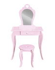 Keezi Kids Dressing Table Stool Set Vanity Mirror Princess Children Makeup Pink