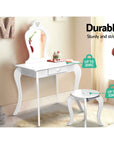 Keezi Kids Dressing Table Stool Set Vanity Mirror Princess Children Makeup White