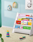 Keezi 4 Tiers Kids Bookshelf Magazine Shelf Children Bookcase Rack Organiser