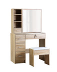 Oak Diane Dressing Table Stool Set Sliding Mirror