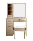 Oak Diane Dressing Table Stool Set Sliding Mirror