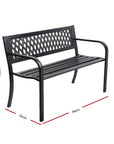 Gardeon Outdoor Garden Bench Seat Steel Outdoor Furniture 2 Seater Park Black