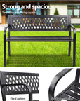 Gardeon Outdoor Garden Bench Seat Steel Outdoor Furniture 2 Seater Park Black