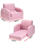 Keezi Kids Sofa 2 Seater Children Flip Open Couch Lounger Armchair Soft Pink