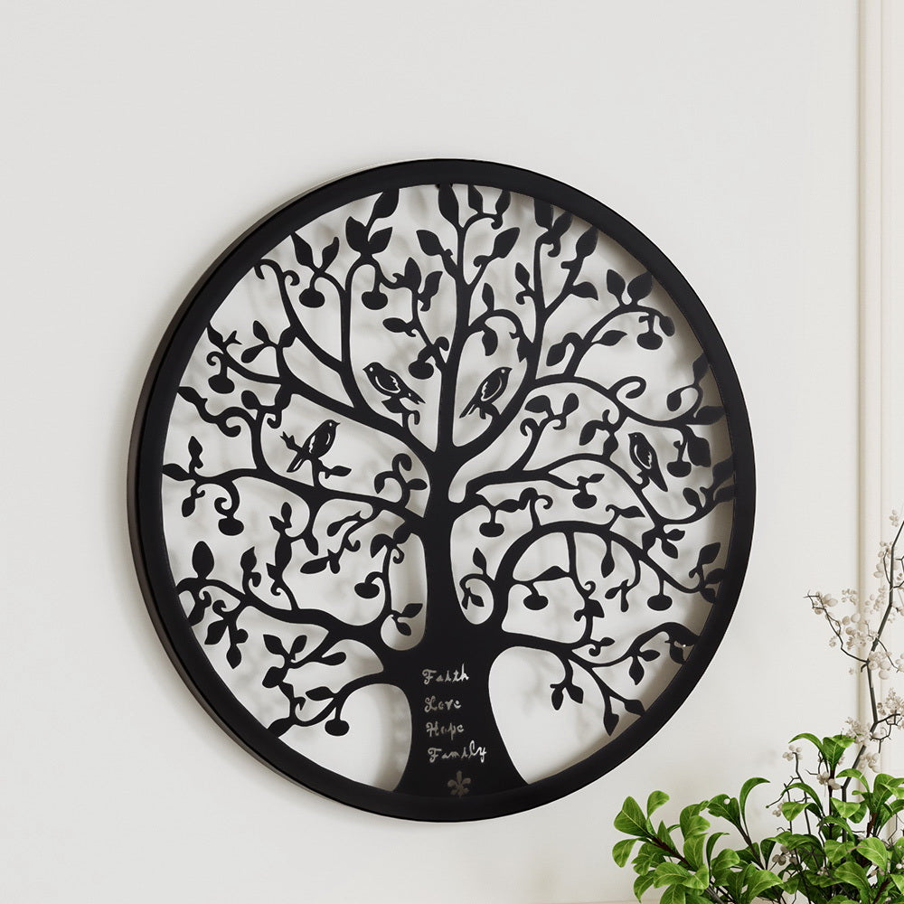 Tree of Life Round Frame Metal Wall Art