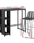 Gardeon Outdoor Bar Set Patio Furniture Dining Chairs Table and Chairs Wicker