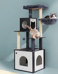 i.Pet Cat Tree Tower Scratching Post Scratcher 144cm Wood Bed Condo House Cabinet