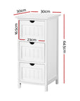 Anna Bedside Table Bathroom Storage Cabinet 3 Drawers White