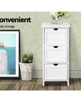 Anna Bedside Table Bathroom Storage Cabinet 3 Drawers White