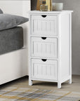 Anna Bedside Table Bathroom Storage Cabinet 3 Drawers White