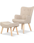 Beige Lansar Armchair Set with Ottoman