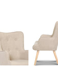 Beige Lansar Armchair Set with Ottoman