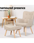 Beige Lansar Armchair Set with Ottoman