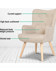 Beige Lansar Armchair Set with Ottoman